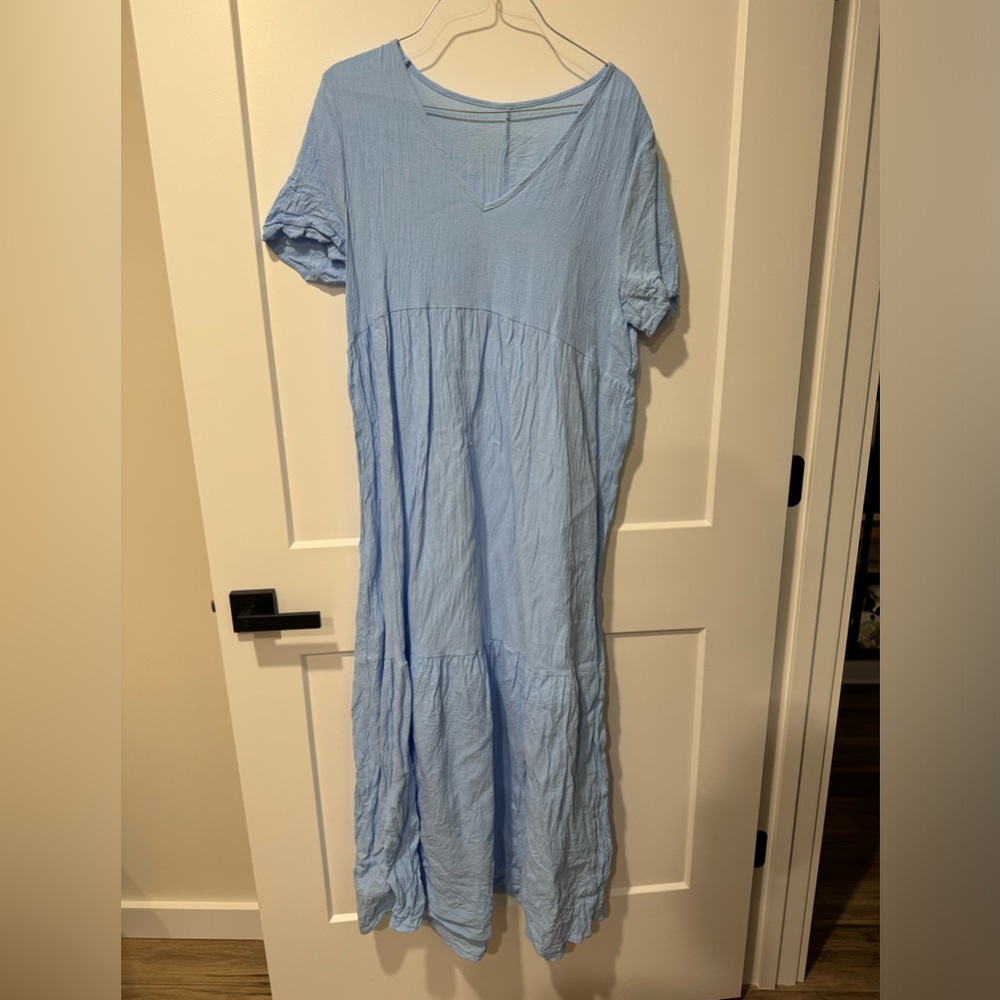 Maternity Light Blue Short Sleeve Dress